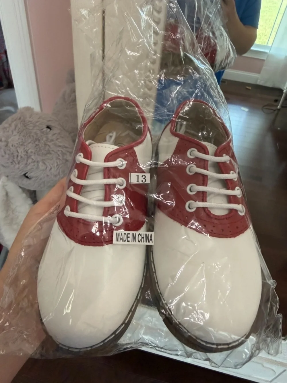 Classic Kids Two-Tone Dress Oxfords — White and Red